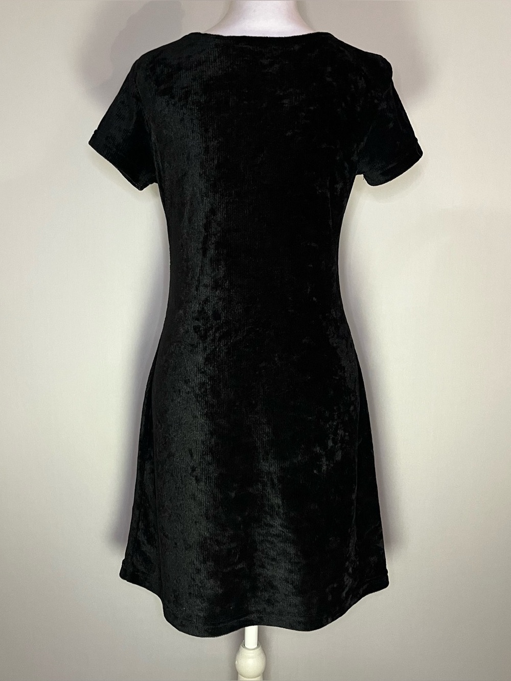 Vintage All That Jazz 90’s Goth Ribbed Velvet Short Sleeve Mini Dress Women’s M - Picture 4 of 6